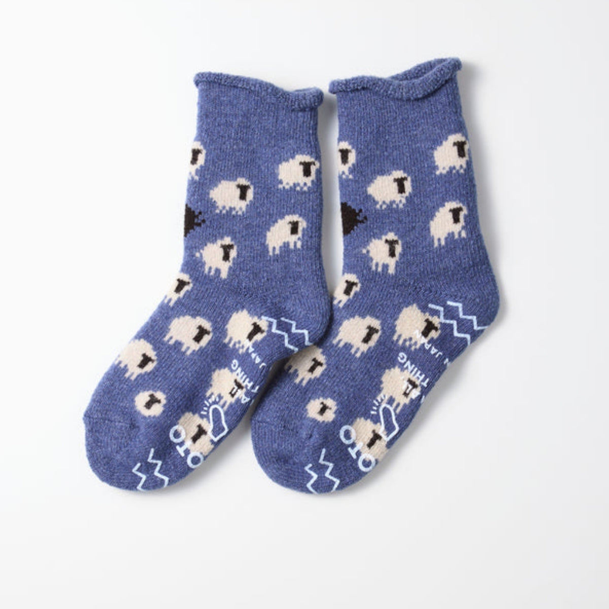 ROTOTO Merino Wool Pile Room Socks Sheep - Blue