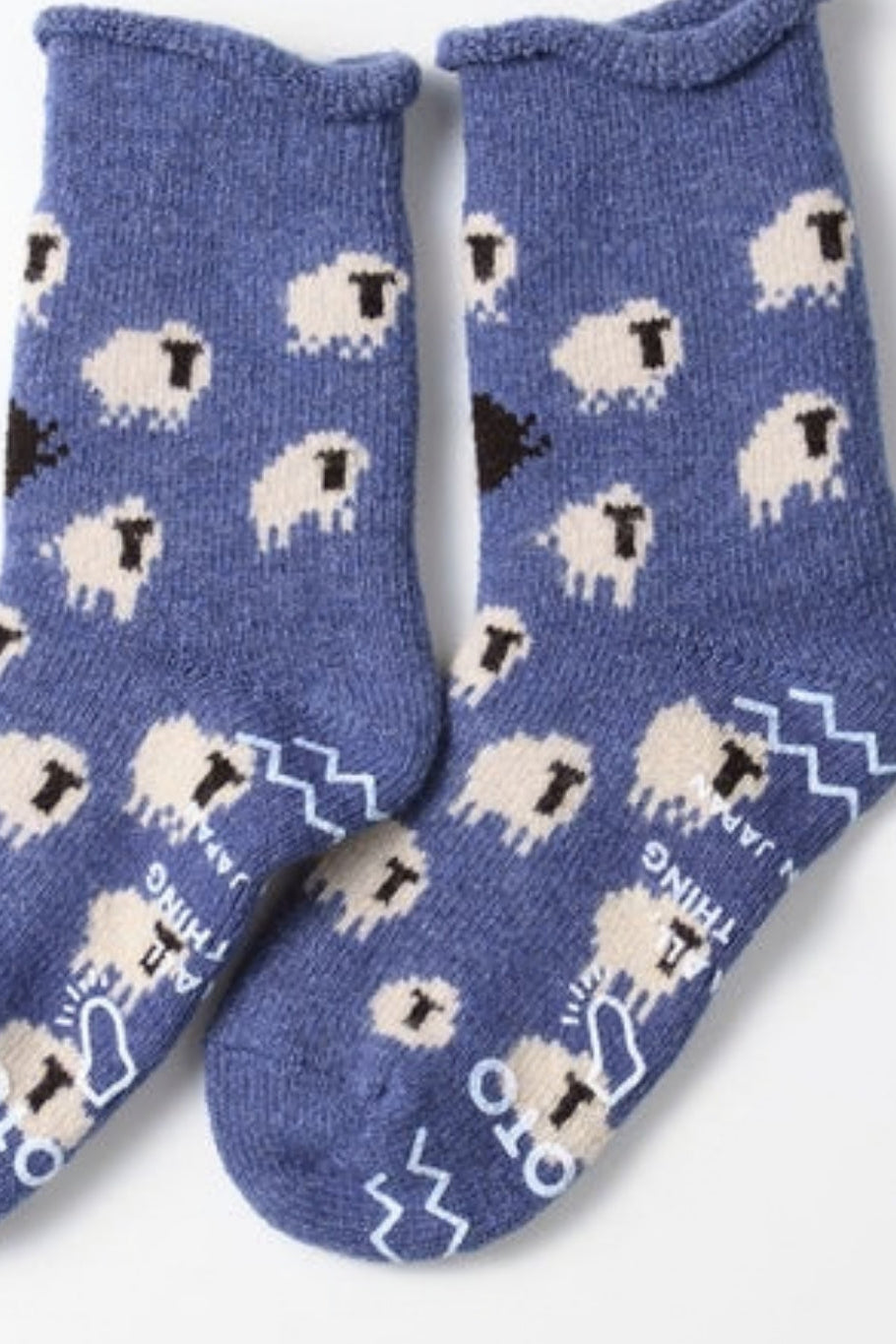 ROTOTO Merino Wool Pile Room Socks Sheep - Blue
