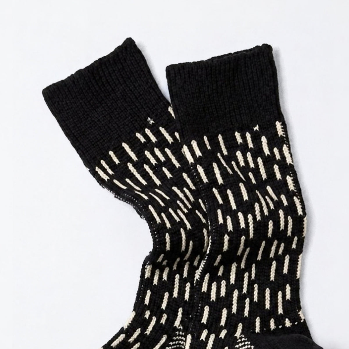 ROTOTO Raindrop Crew Socks - Black / Ivory