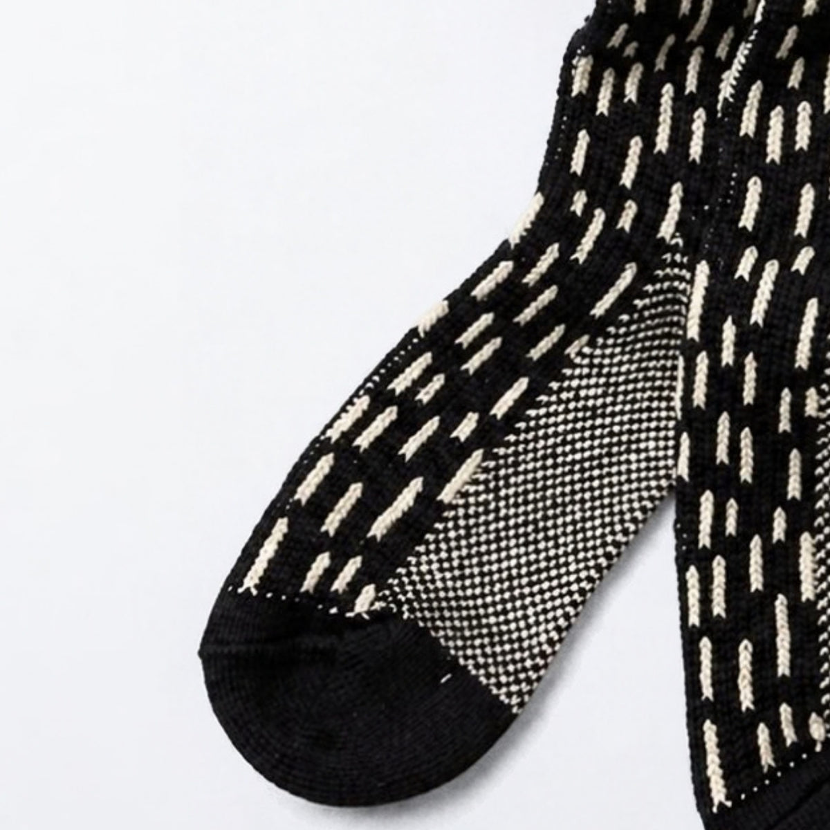 ROTOTO Raindrop Crew Socks - Black / Ivory