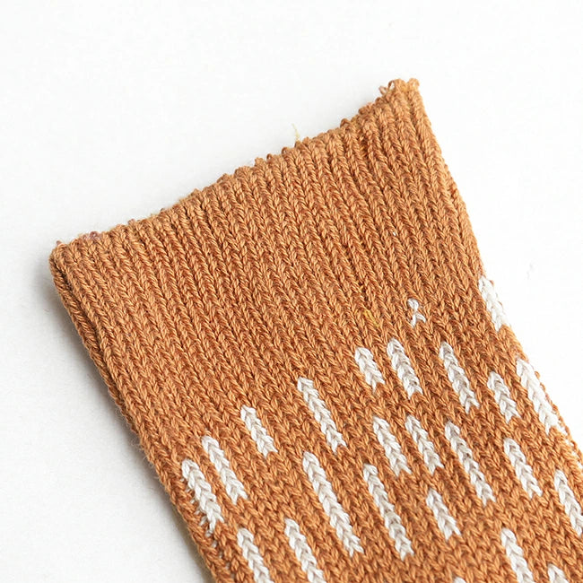 ROTOTO Raindrop Crew Socks - Dark Yellow / Ivory