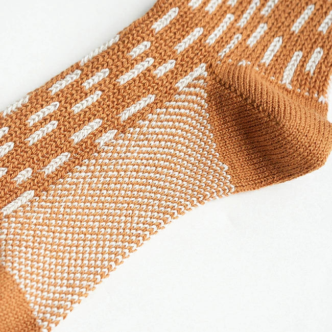 ROTOTO Raindrop Crew Socks - Dark Yellow / Ivory