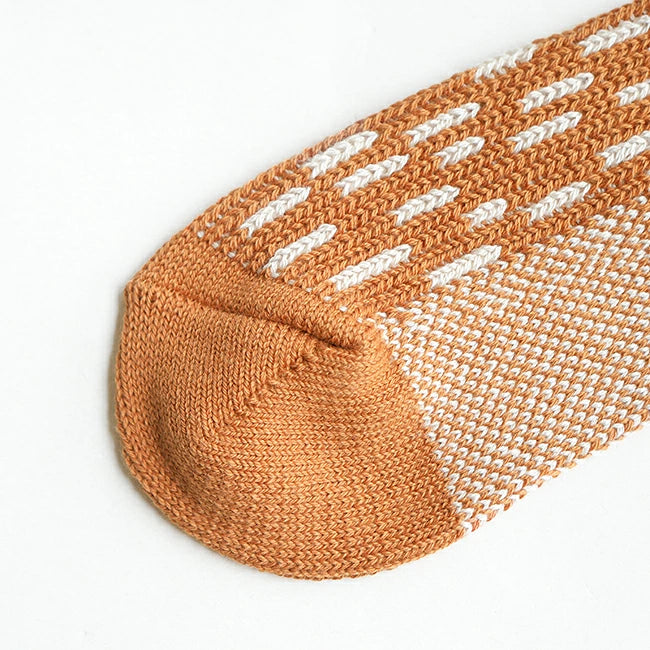 ROTOTO Raindrop Crew Socks - Dark Yellow / Ivory