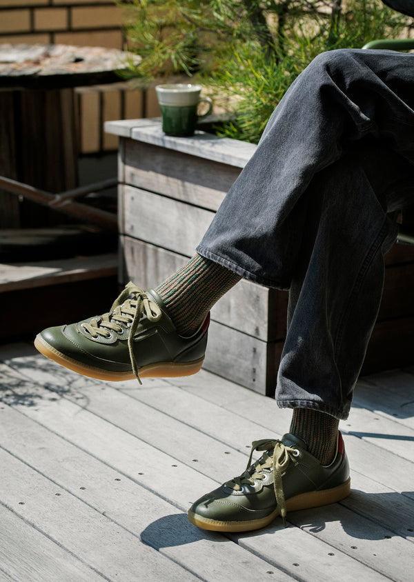 ROTOTO Raindrop Crew Socks - Dark Yellow / Ivory