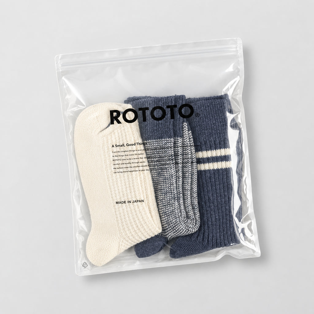 ROTOTO Recycled Cotton Wool Daily 3 Pack Socks - Navy