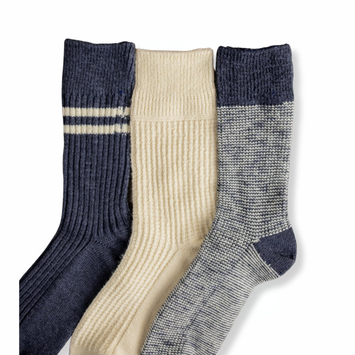 ROTOTO Recycled Cotton Wool Daily 3 Pack Socks - Navy