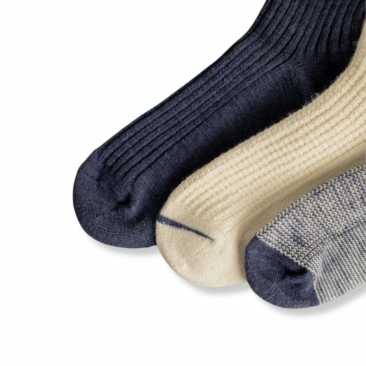 ROTOTO Recycled Cotton Wool Daily 3 Pack Socks - Navy