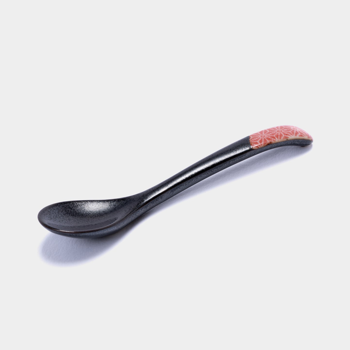Red Asanoha design small black spoon 12.5cm