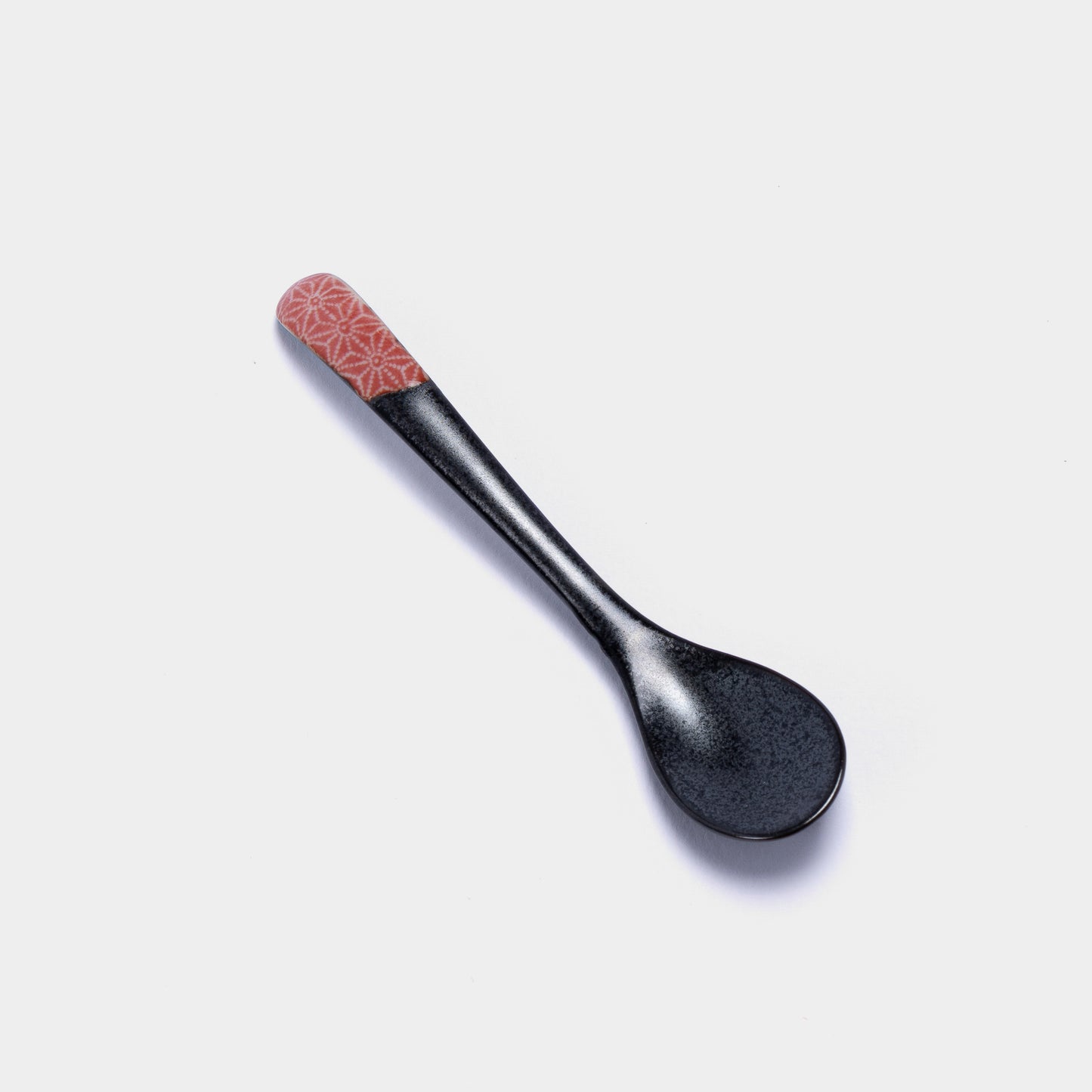 Red Asanoha design small black spoon 12.5cm