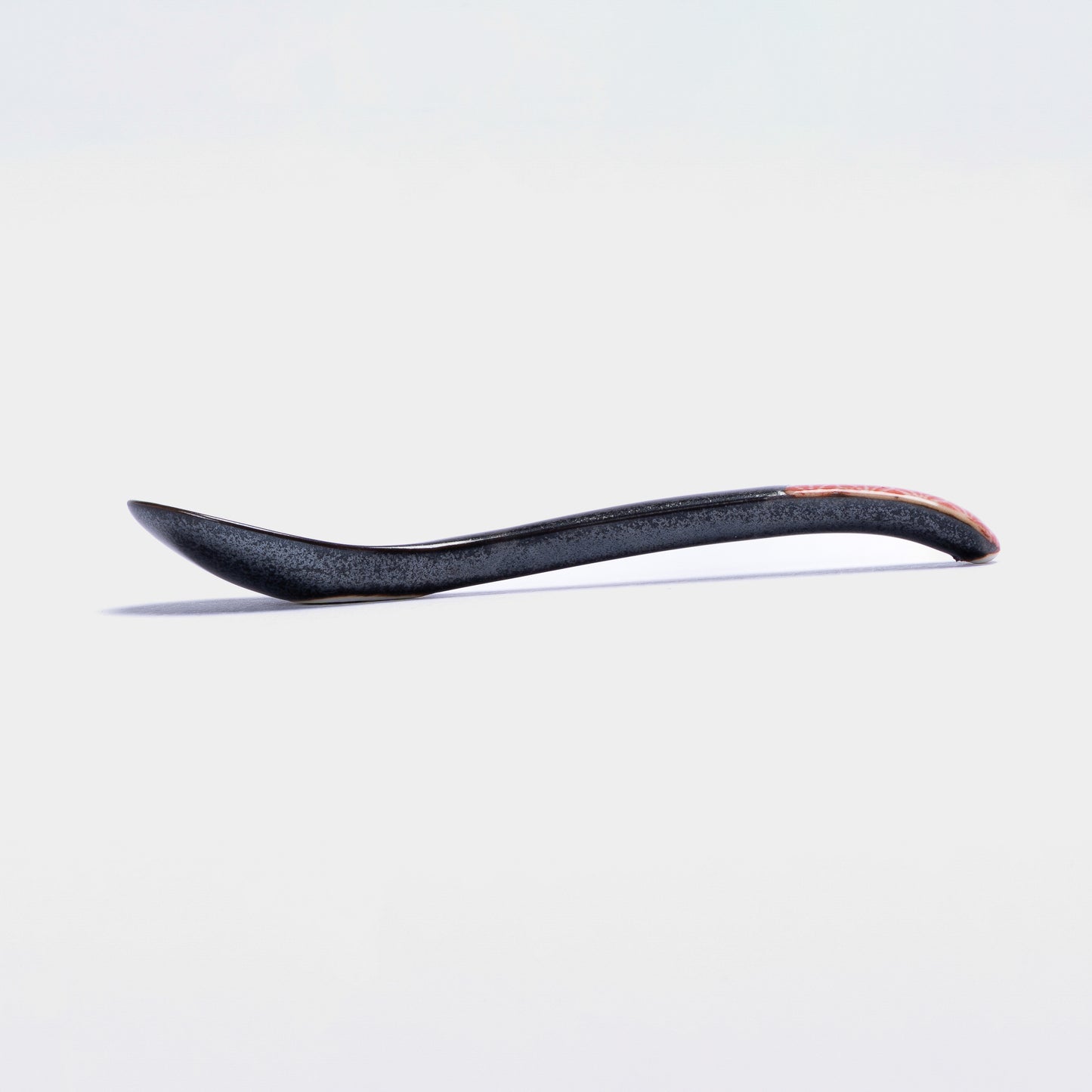Red Asanoha design small black spoon 12.5cm