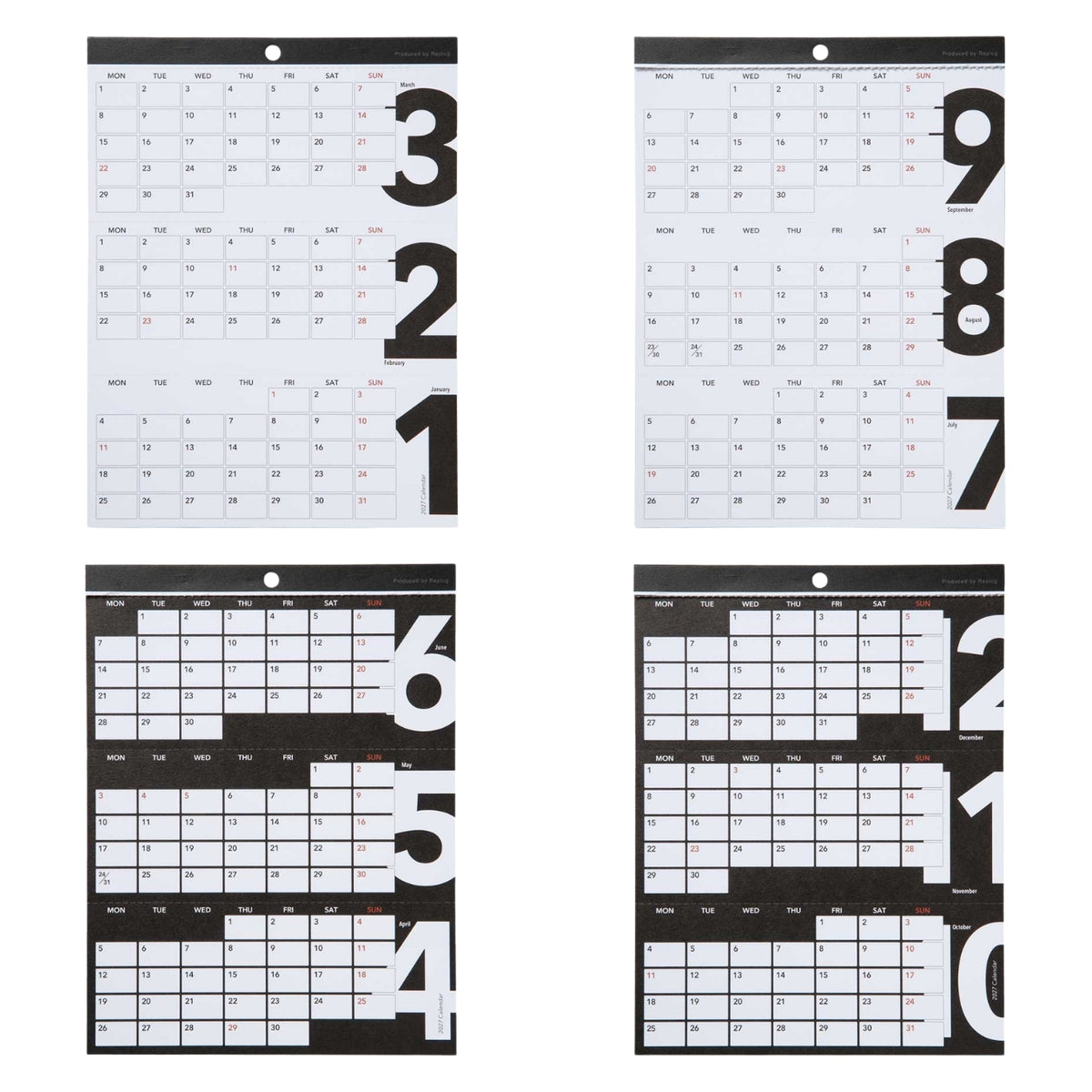 Replug 3's Three-Month Desk Calendar 2027