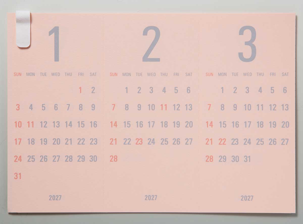 Replug Triangular Three-Month Desk Calendar 2027 - Dusty Pink