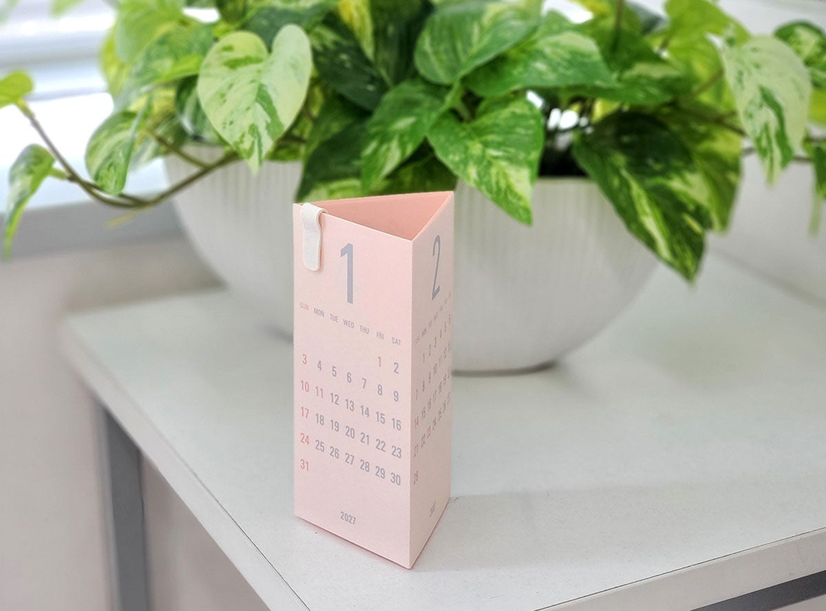 Replug Triangular Three-Month Desk Calendar 2027 - Black