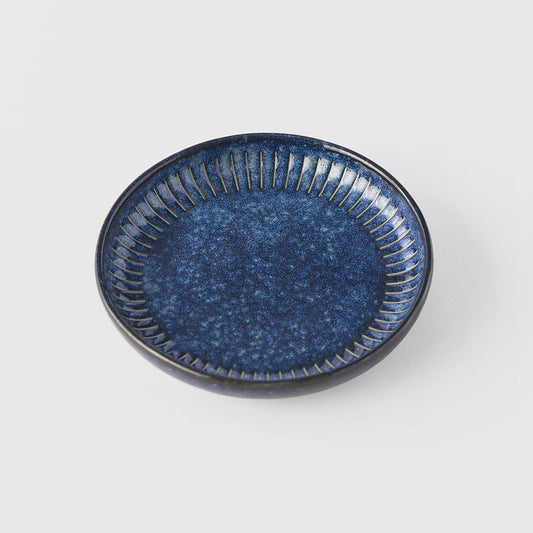 Ridged Indigo Sauce Dish 9cm