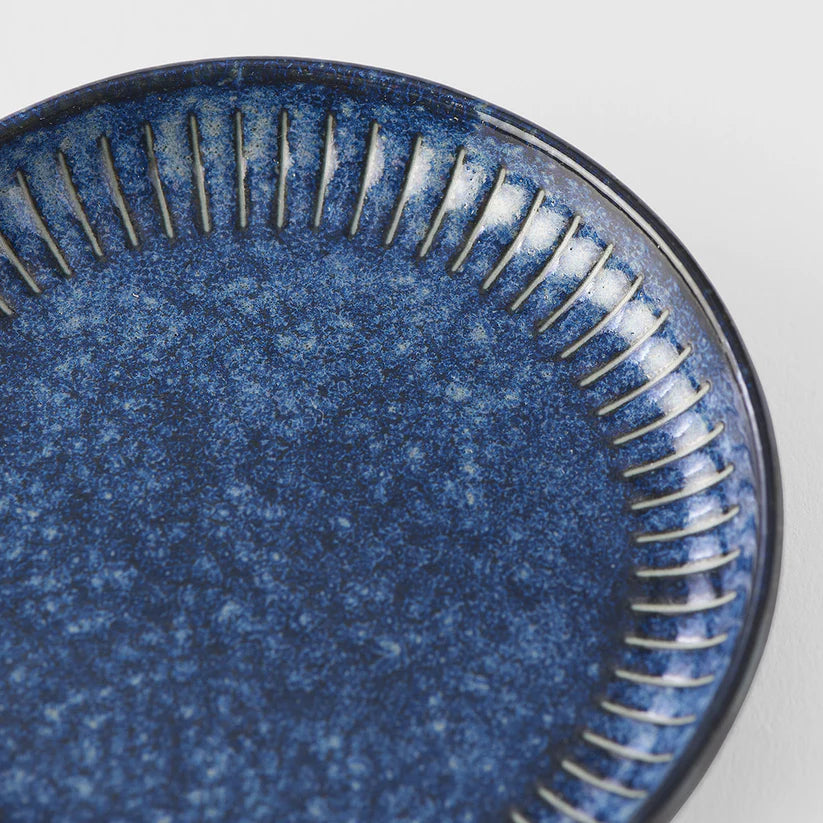 Ridged Indigo Sauce Dish 9cm