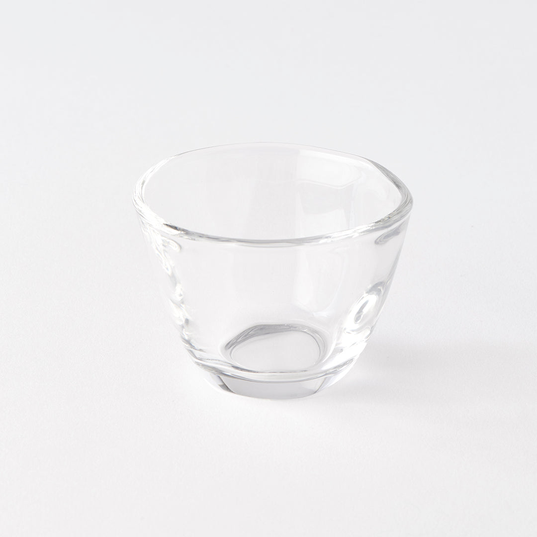 Clear glass bowl on a white background