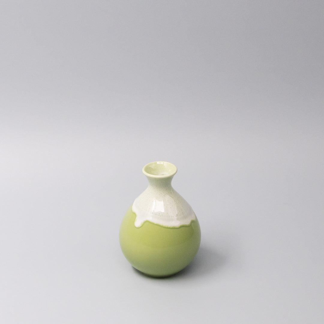 Sake Jug Green Gloss White Drip 8.5cm