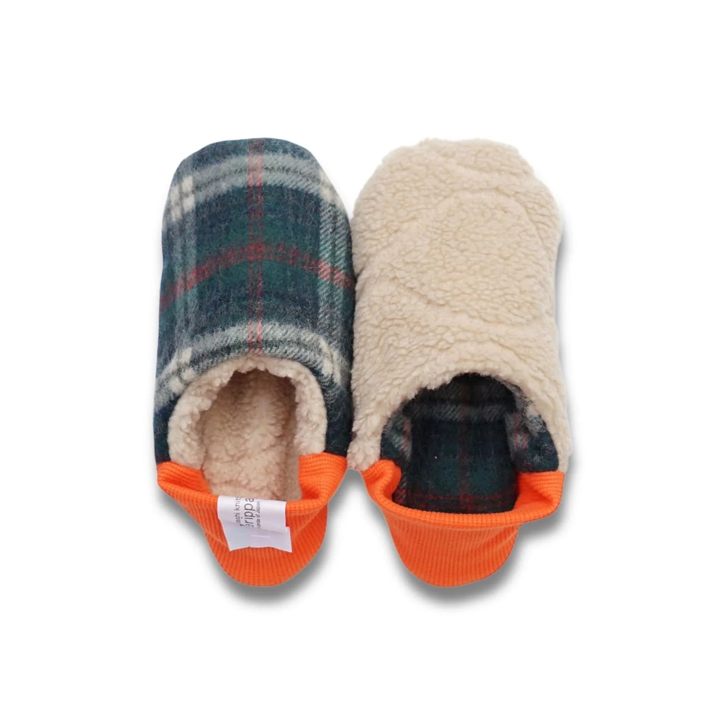 Merippa Shaggy Tartan x Quilted Boa Japanese Slippers