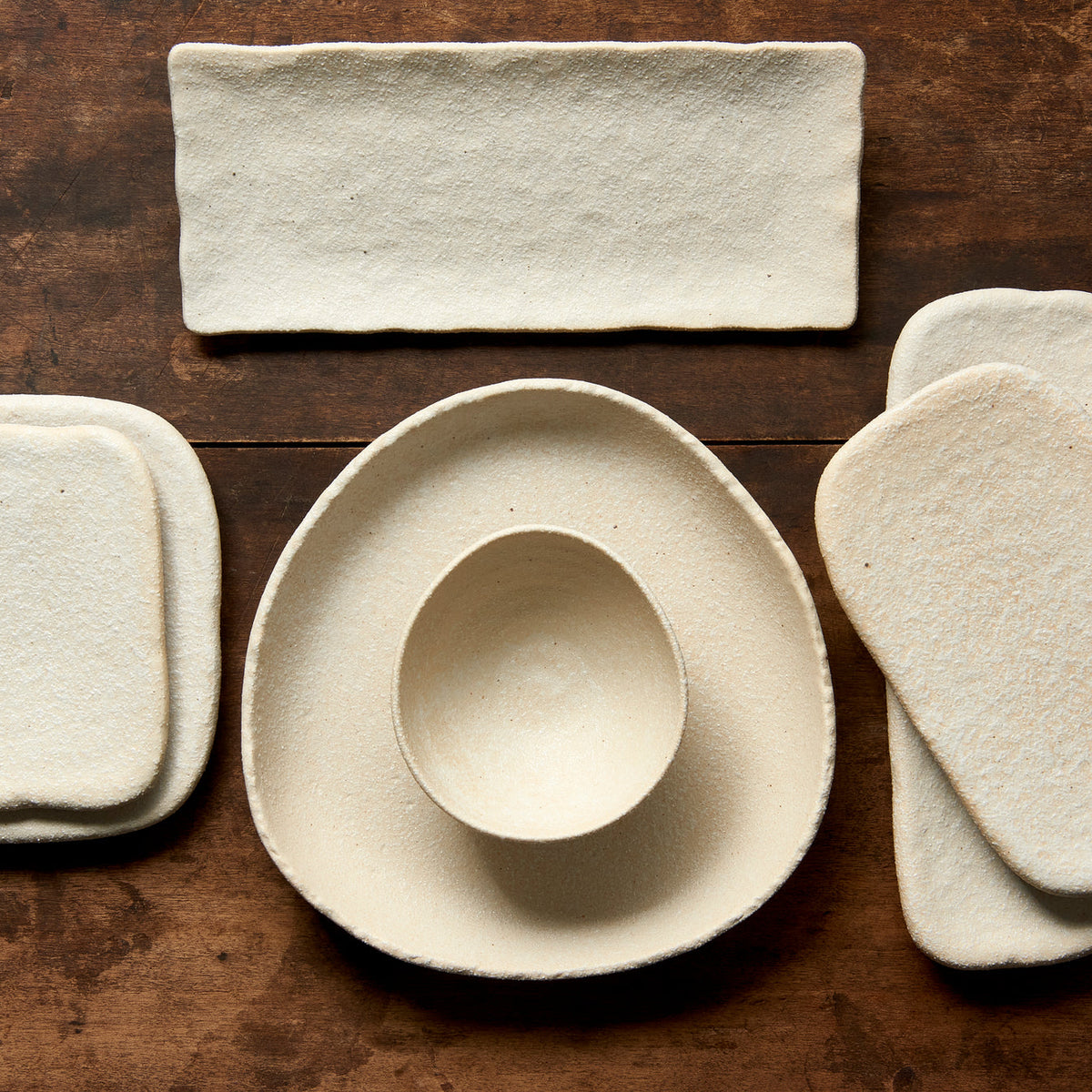 Shell White Sand onigiri high rim slab 25cm