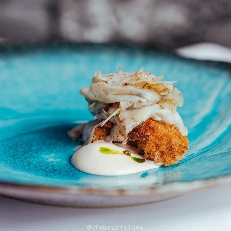 Sky Blue uneven edged plate with bisque bottom 27cm