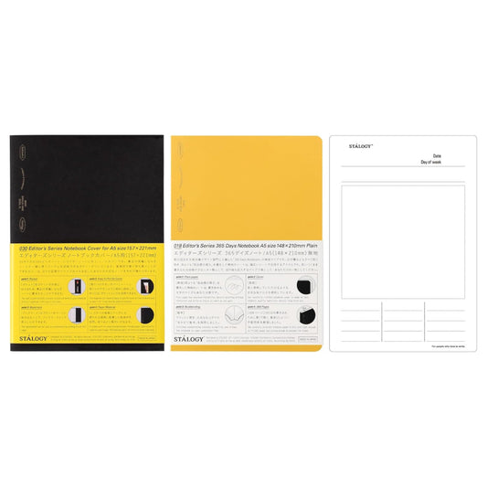 Stalogy Plain 365 Days A5 Notebook, Yellow with Black Cover