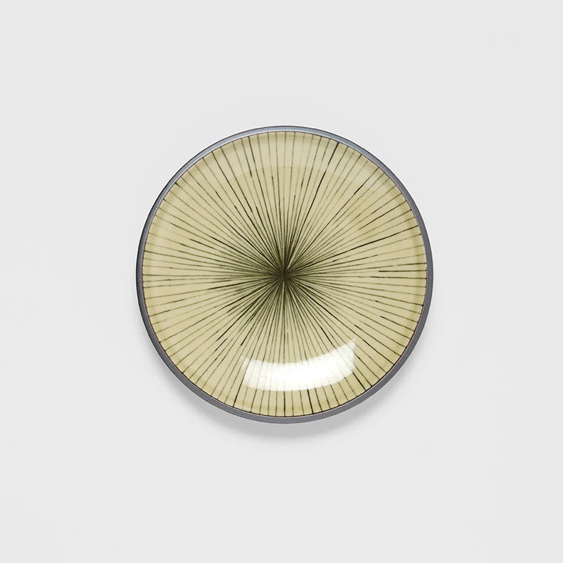 Dark Green Converging Lines Tapas Plate 17cm