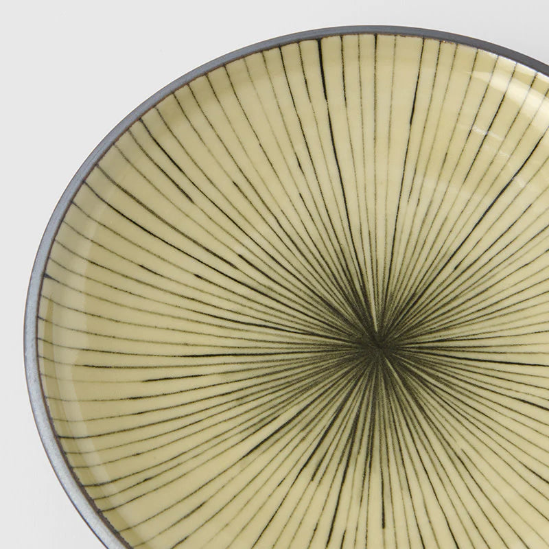 Dark Green Converging Lines Tapas Plate 17cm