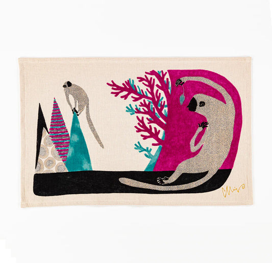 Tea Towel: Curious Monkey/Pink 45x70cm