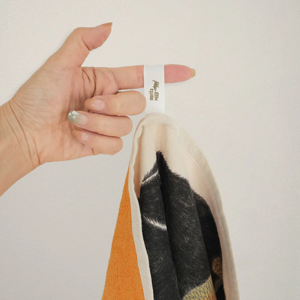 Tea Towel: Happy Black Rabbit/Orange 45x70cm