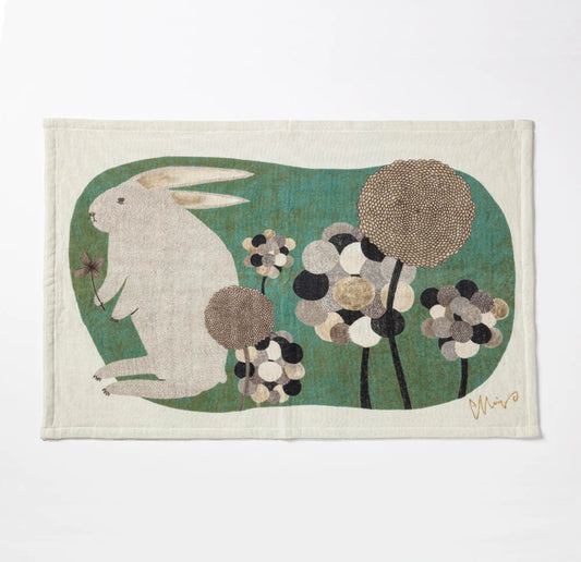 Tea Towel: Rabbit (In the Grass Pool)/Green 45x70cm