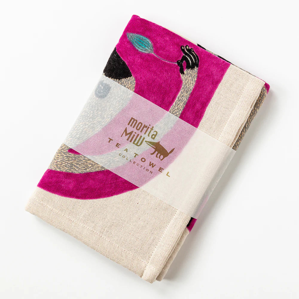 Tea Towel: Curious Monkey/Pink 45x70cm