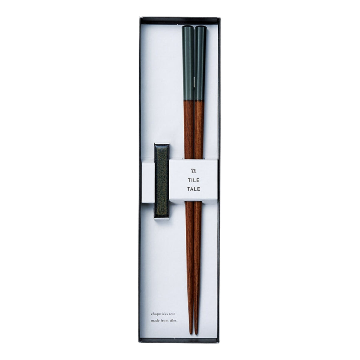 Tile Tale Chopstick Gift Set with Tile Chopstick Rest - Dark Grey