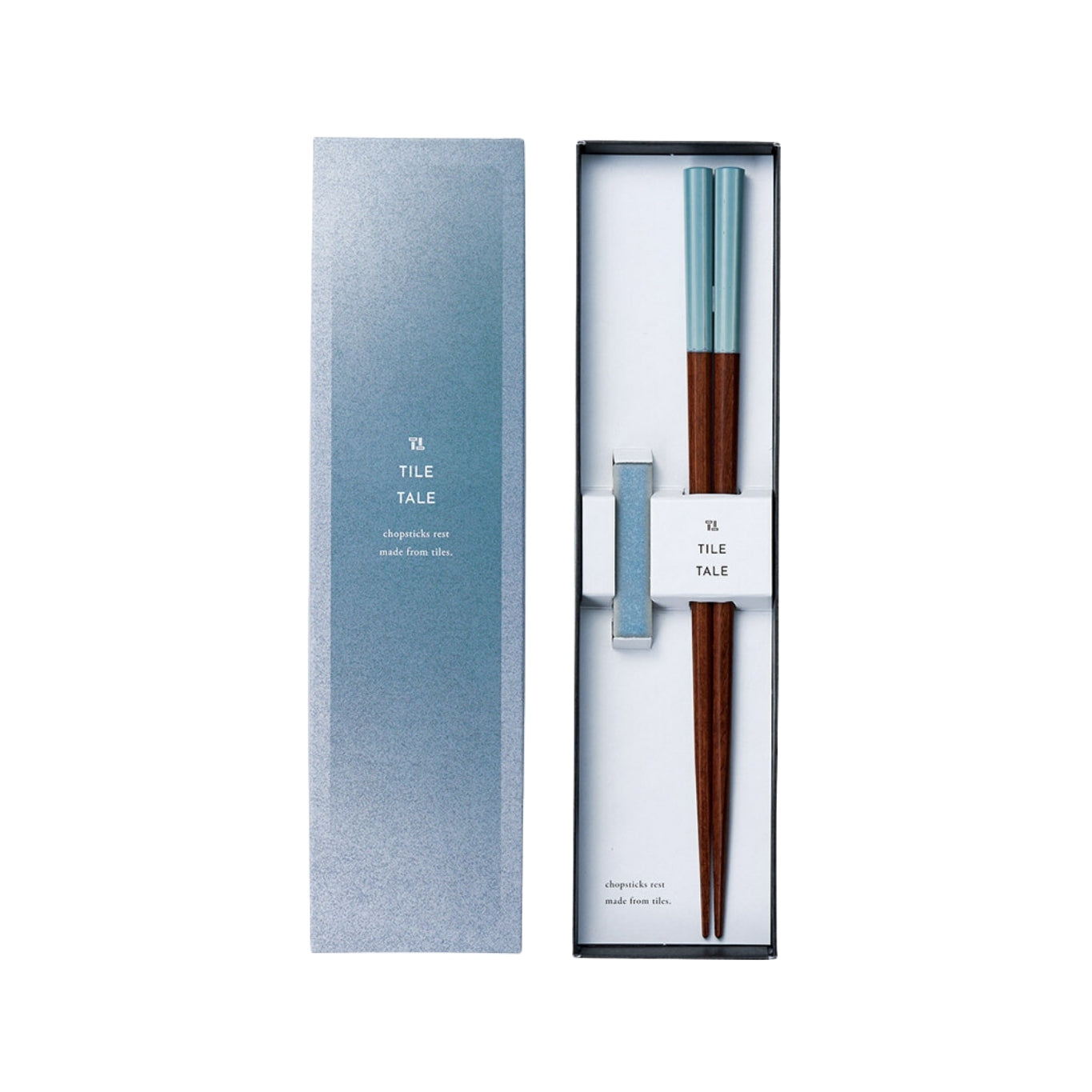 Tile Tale Chopstick Gift Set with Tile Chopstick Rest - Blue