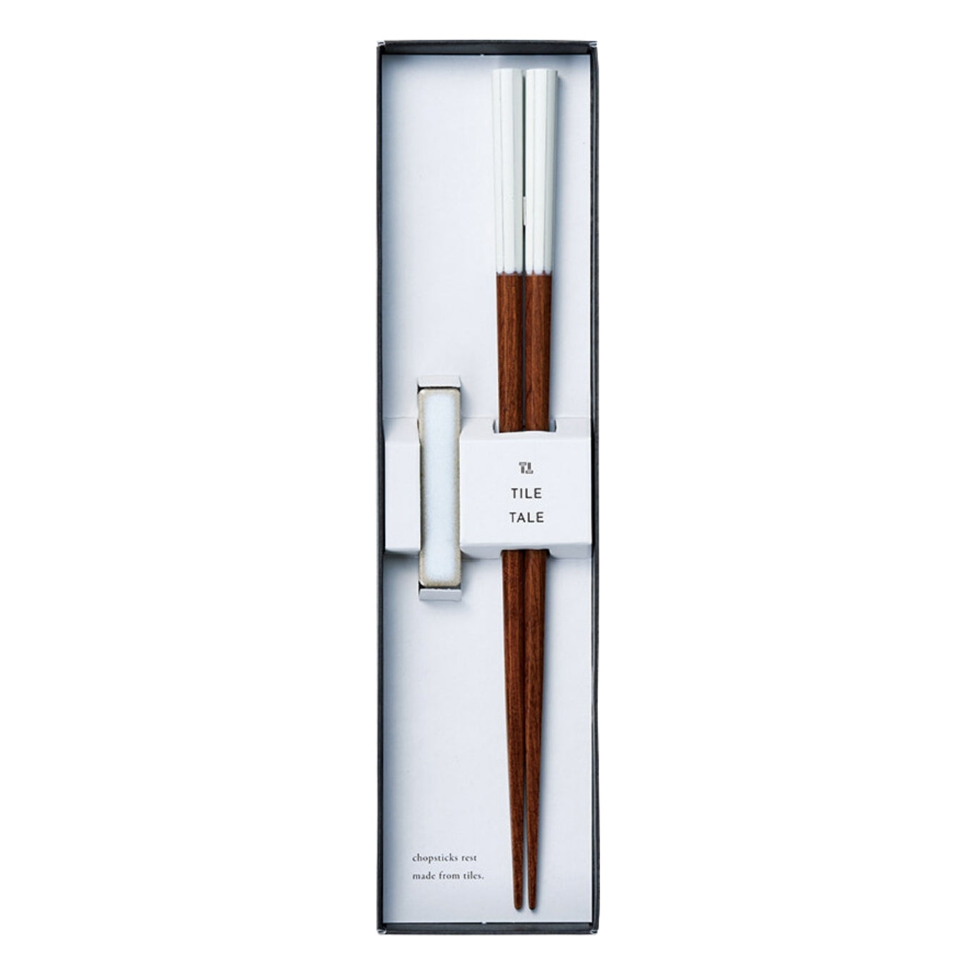 Tile Tale Chopstick Gift Set with Tile Chopstick Rest - White