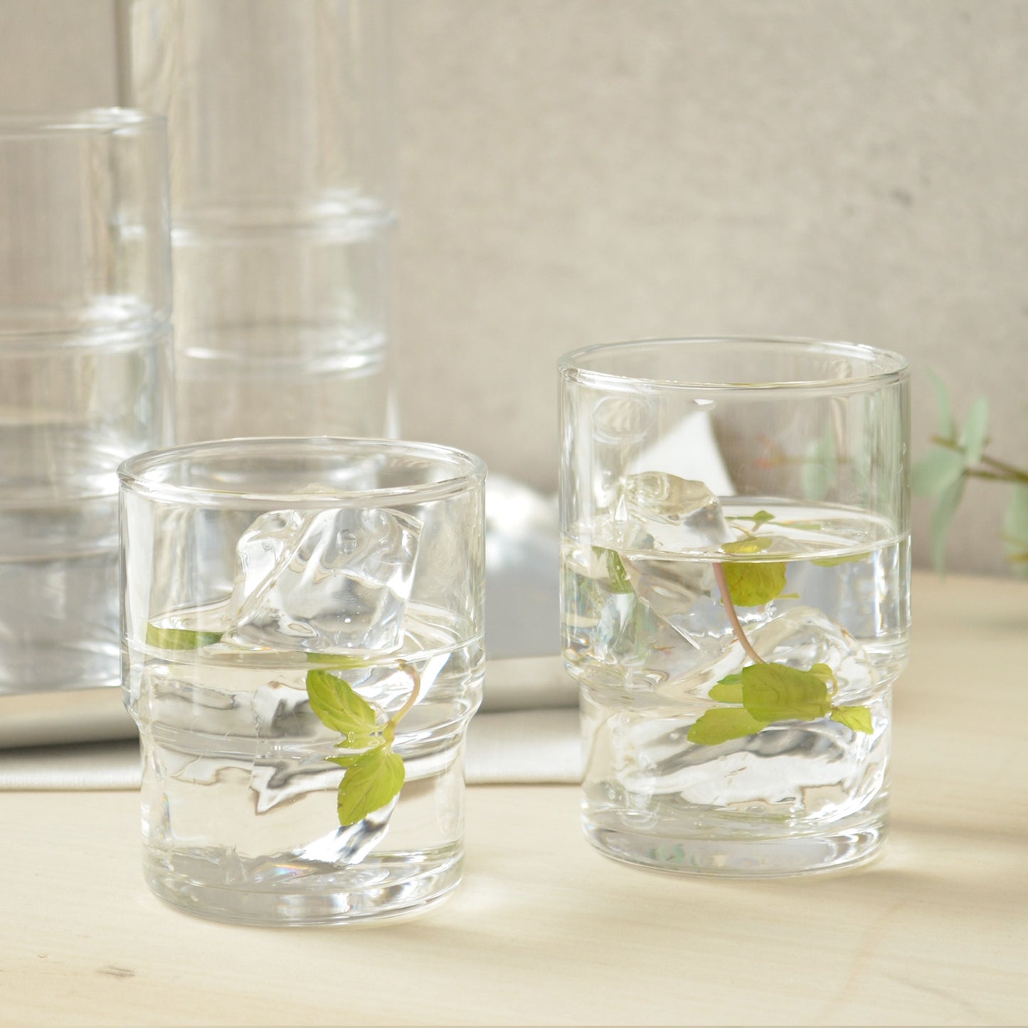 Toyo-Sasaki HS Blue Stackable Glass Tumbler 250ml - Clear