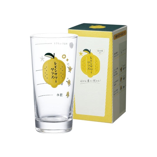 Toyo-Sasaki Lemon Sour Glass Tumbler with Measurement Guide 435ml