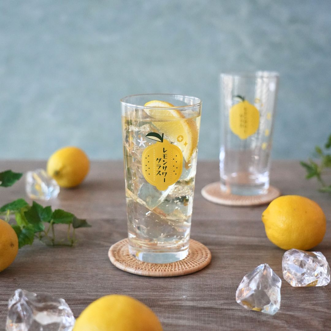 Toyo-Sasaki Lemon Sour Glass Tumbler with Measurement Guide 435ml