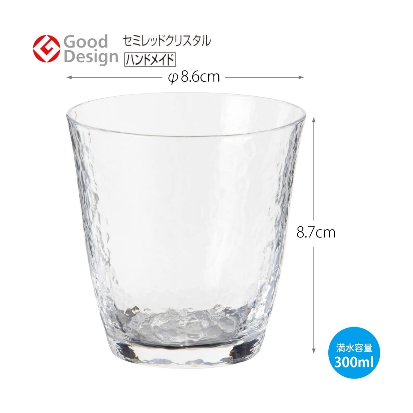 Toyo-Sasaki Takasegawa Handmade Crystal Rocks Glass 300ml