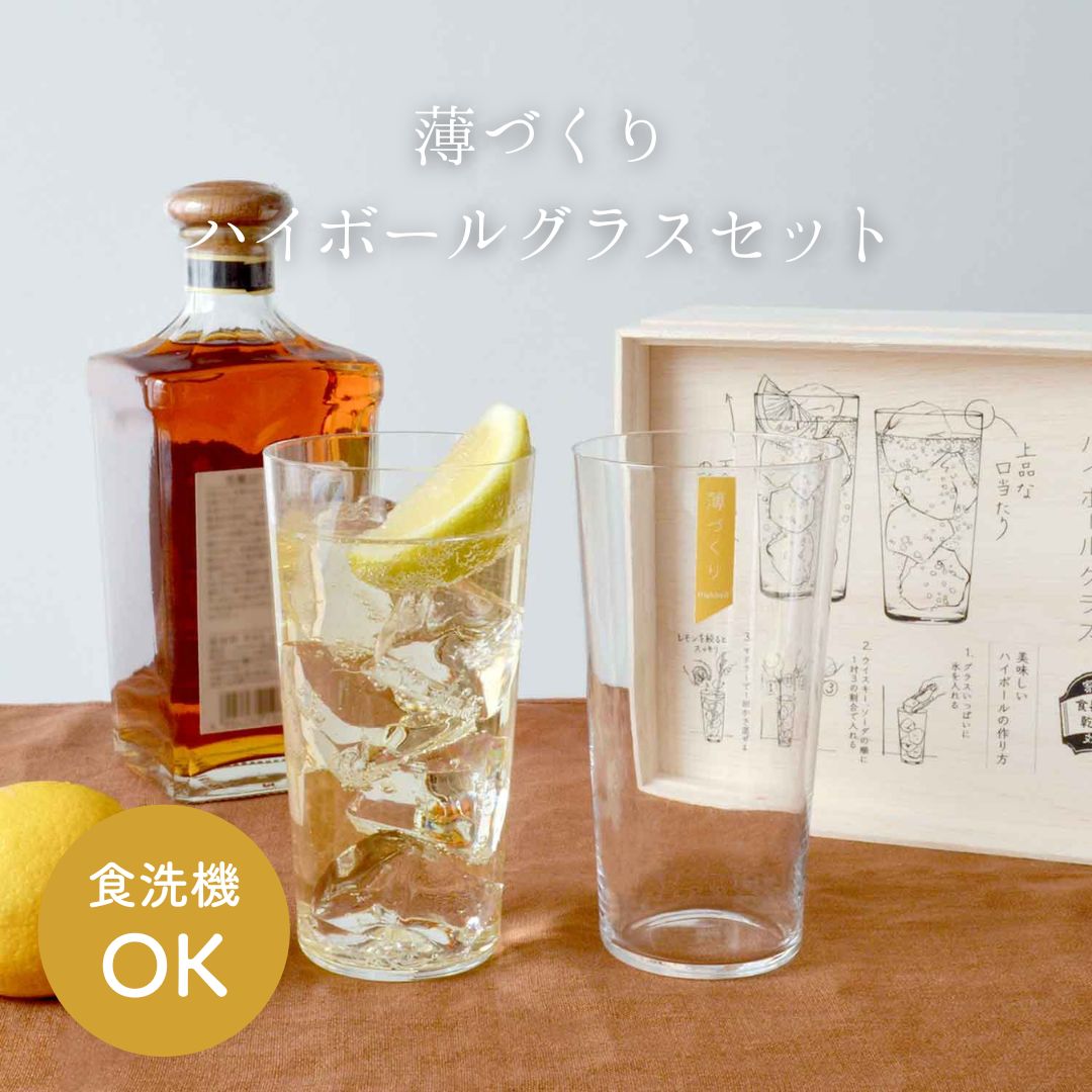 Toyo-Sasaki Usurai HS Platinum Highball Glass Gift Set 420ml