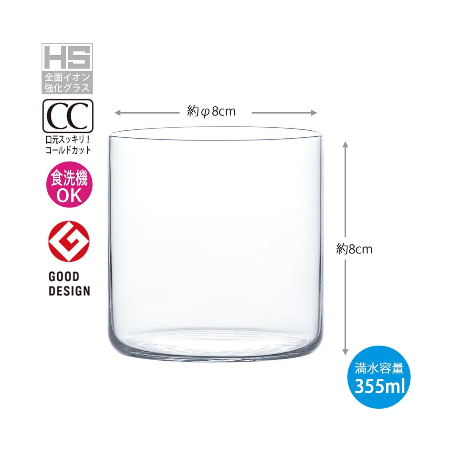 Toyo-Sasaki Usurai HS Platinum Rocks Glass 355ml