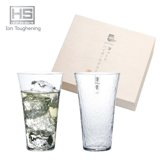 Toyo-Sasaki Usuyo HS Platinum Washi Highball Glass Gift Set 435ml