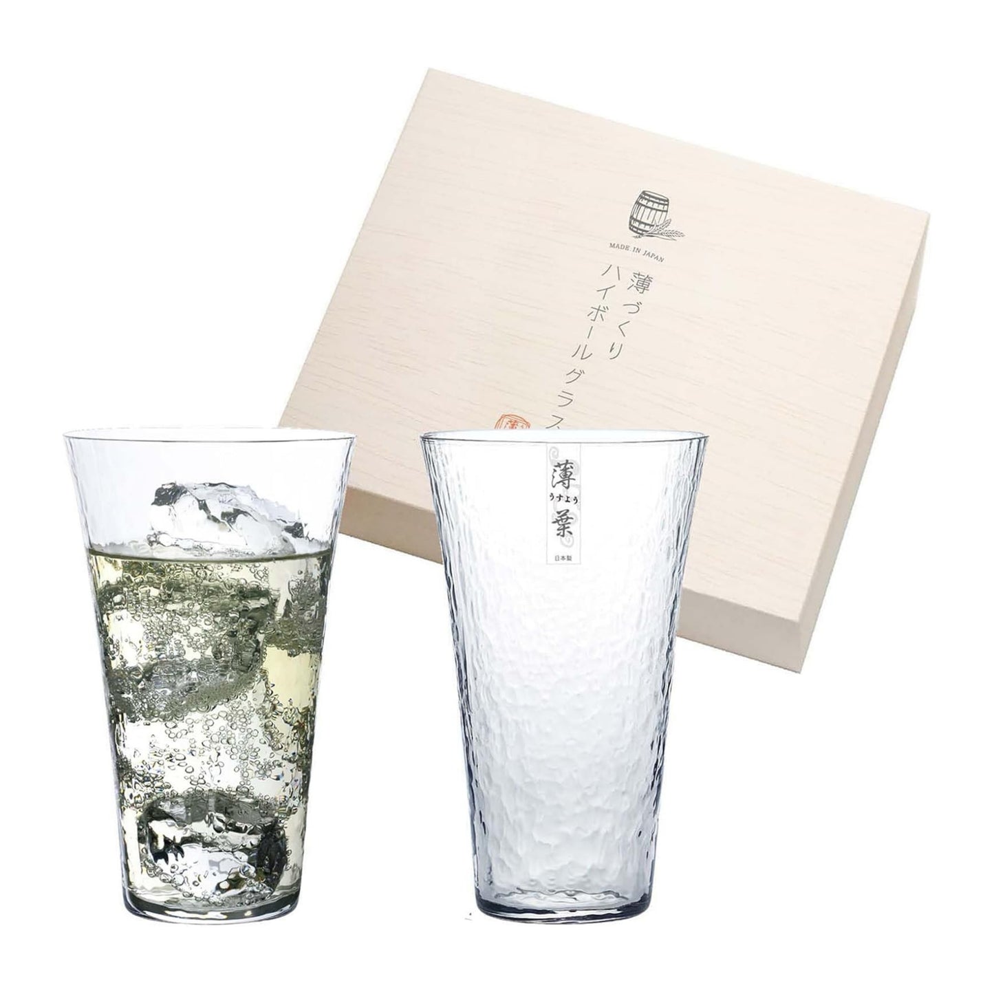 Toyo-Sasaki Usuyo HS Platinum Washi Highball Glass Gift Set 435ml