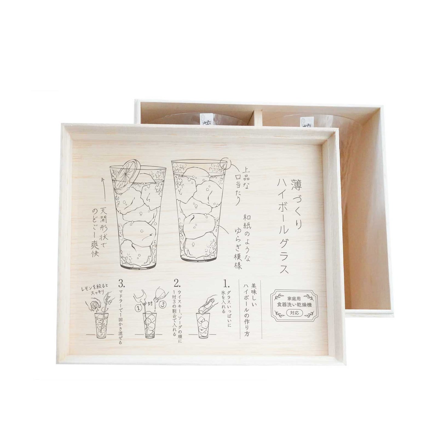 Toyo-Sasaki Usuyo HS Platinum Washi Highball Glass Gift Set 435ml
