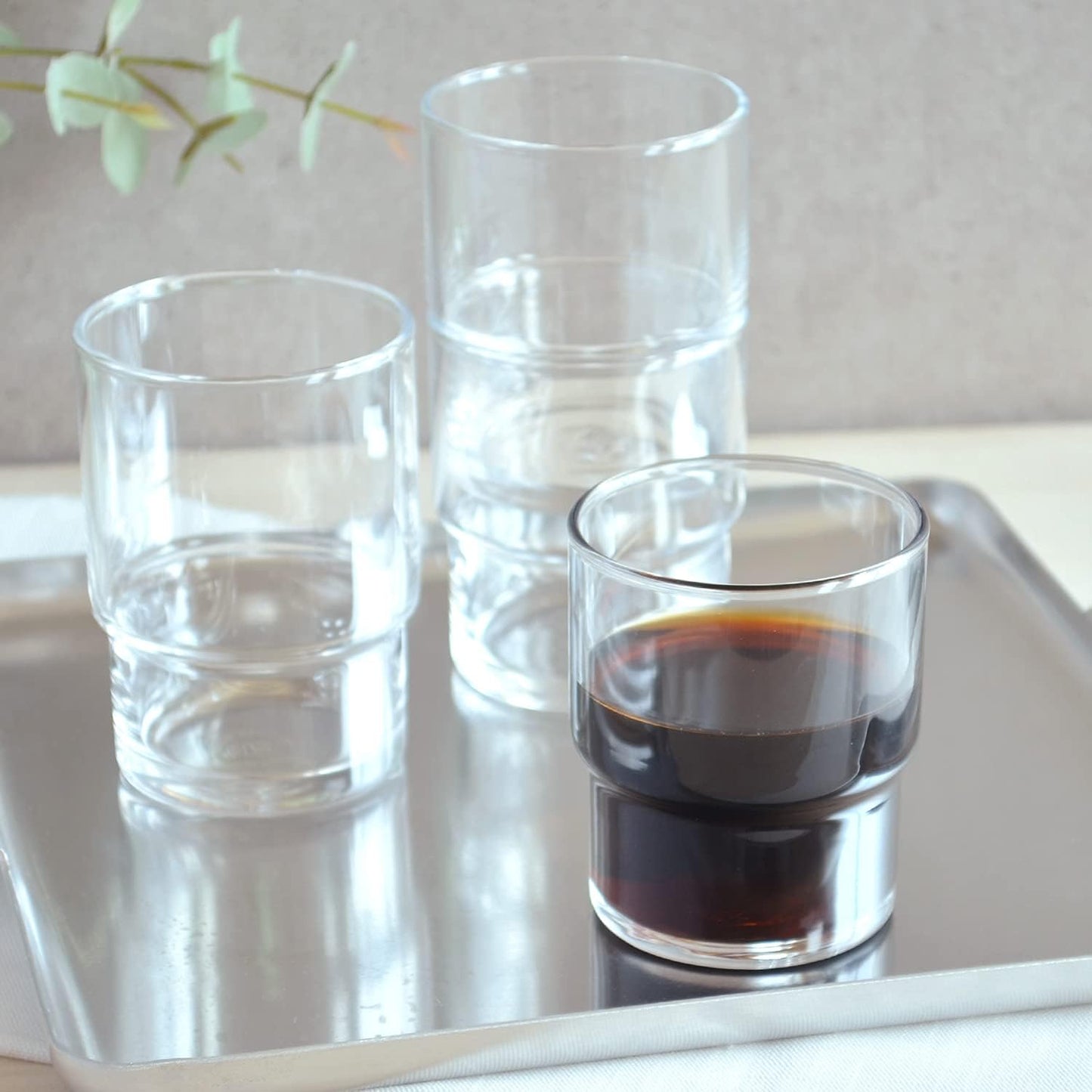 Toyo-Sasaki HS Blue Stackable Glass Tumbler 200ml - Clear