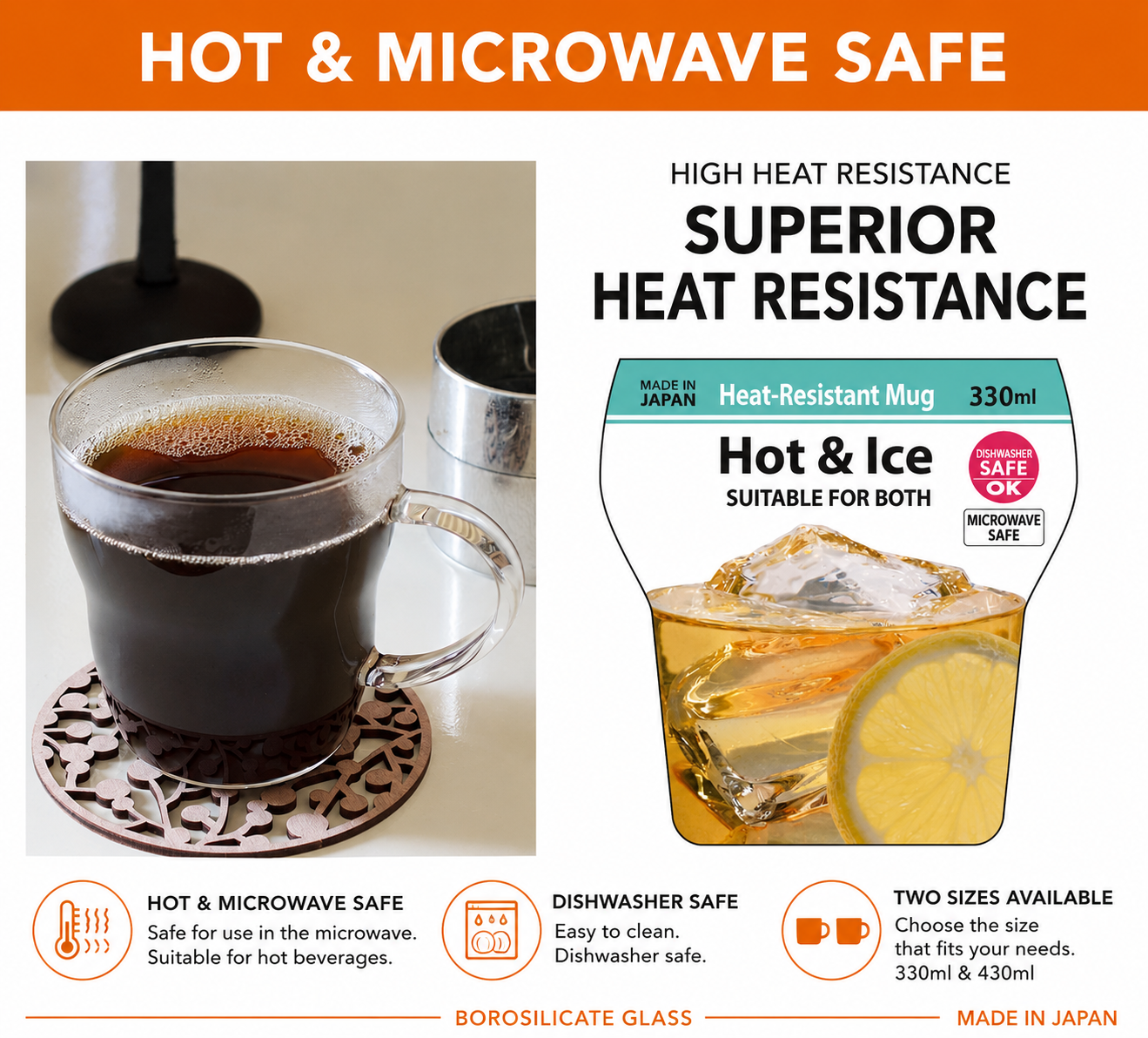 Toyo-Sasaki Heat-Resistant Glass Mug 330ml