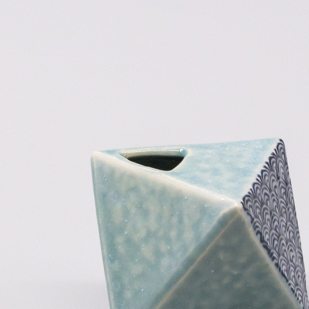 Triangular Turquoise Wave Vase
