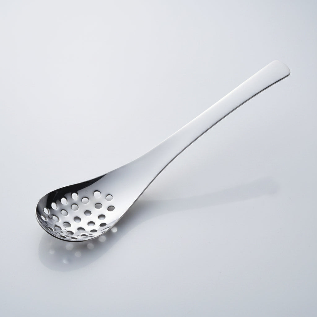 Tsubame Mirror Polished Stainless Steel Slotted Renge Spoon 18cm