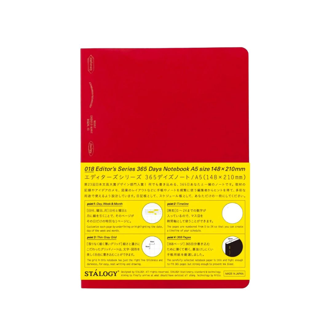 Stalogy Grid 365 Days Notebook, A5, Red