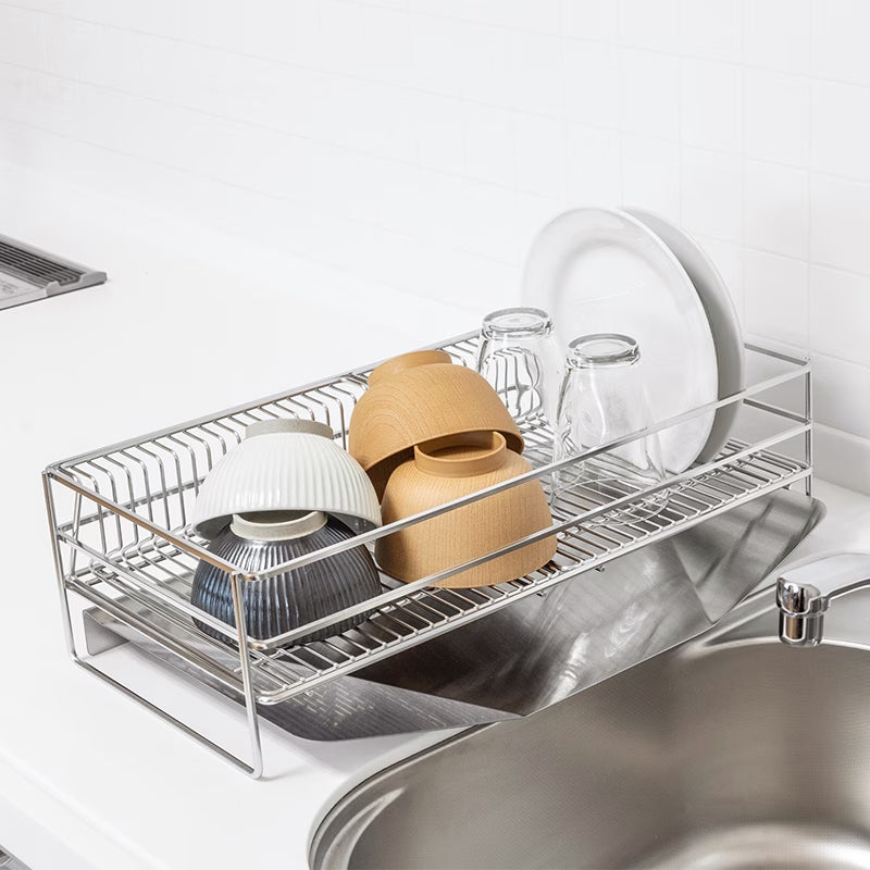Wahei Enzo Stainless Steel Dish Drainer Rack Set