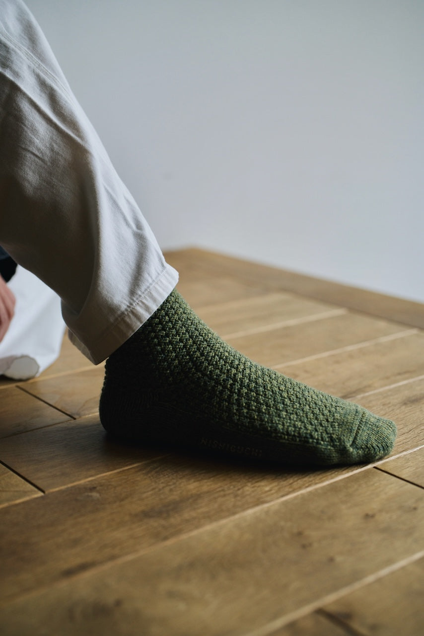 Wool Cotton Boots Socks - Moss Green